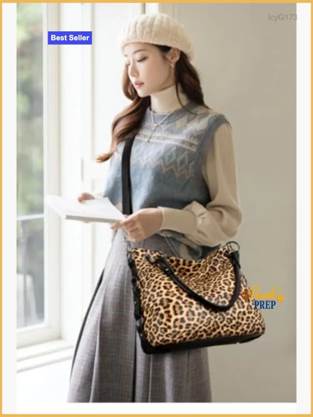Leopard Print Hobo Bag Tote Shoulder Crossbody Purse Faux Leather